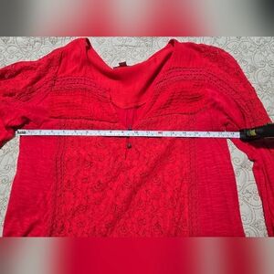 Lucky Brand Vibrant Red Lace Blouse